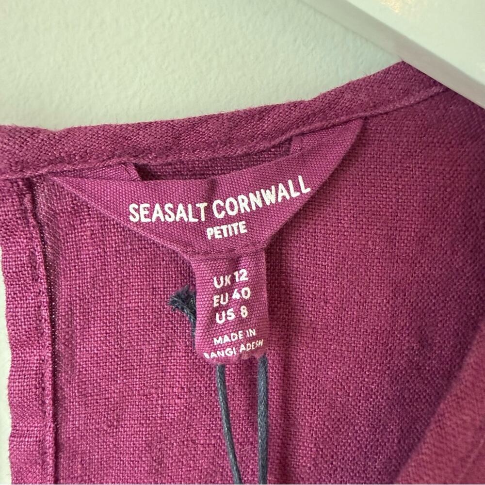 NWT Seasalt Cornwall | Purple 100% Linen Midi Dress Size 8P - Picture 4 of 9
